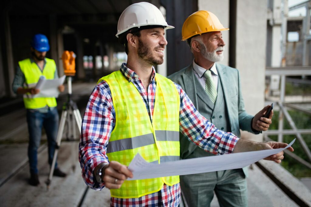 Group of construction engineer working in construction site