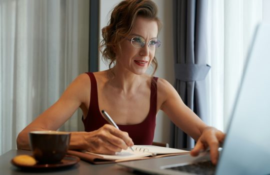 Mature Woman Watching Online Course